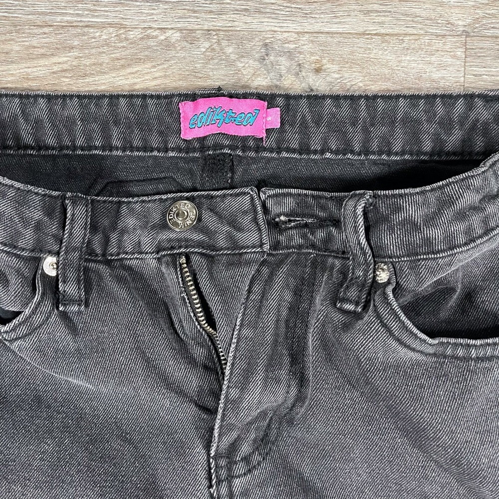 Edikted Women's Jeans Baggy Wide Leg Denim Relaxed Casual 1980 S Dark‎ Gray - Picture 2 of 9